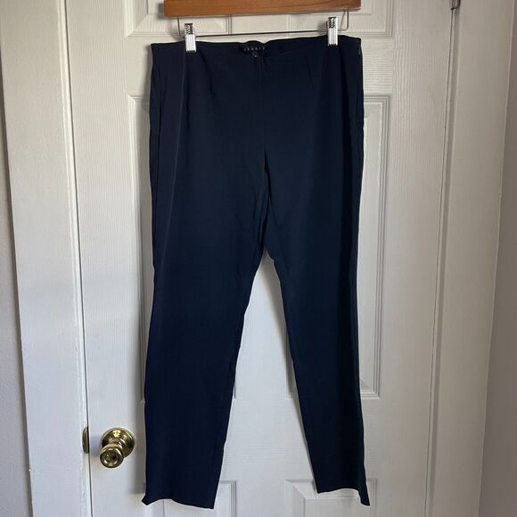 Theory Women's Slim Split Hem Pants, Navy, Size 8 office career - Picture 1 of 9